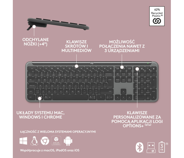LOGITECH Zestaw mysz + klawiatura MK950 Sigantura Slim US Graphite 920-012490 - 1233175 - zdjęcie 14
